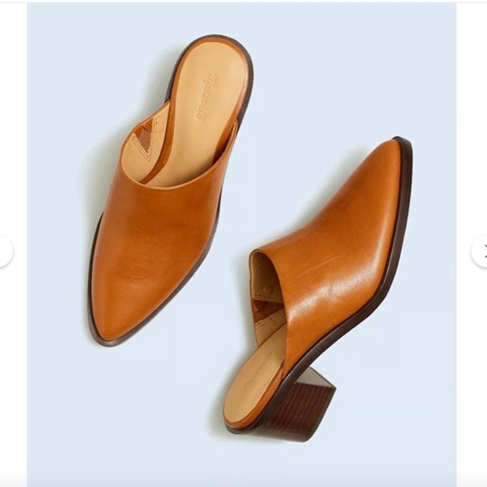 Madewell Tan Leather Pointed-Toe Mules